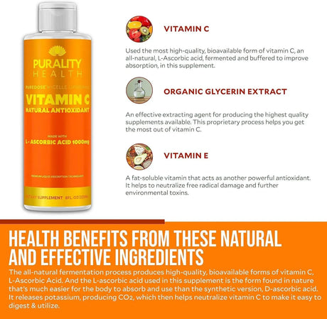 PURALITY HEALTH - Purality Health Vitamin C Liquid Supplement 1000Mg. 225Ml. - The Red Vitamin MX - Suplementos Alimenticios - {{ shop.shopifyCountryName }}