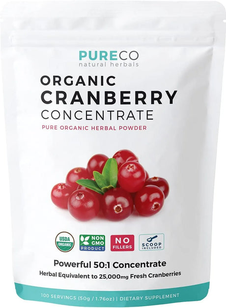 PURE CO - Pure Co Organic Cranberry Concentrate Powder 100 Servicios 50Gr. - The Red Vitamin MX - Suplementos Alimenticios - {{ shop.shopifyCountryName }}