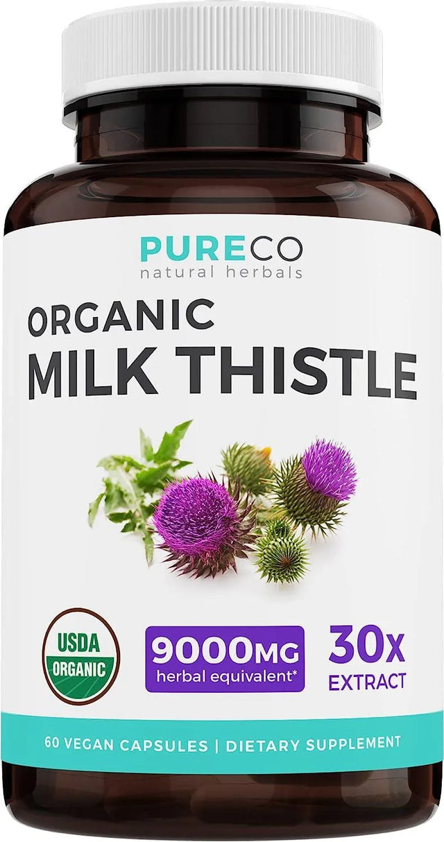 PURE CO - PURE CO USDA Organic Milk Thistle 9000Mg. 60 Capsulas - The Red Vitamin MX - Suplementos Alimenticios - {{ shop.shopifyCountryName }}