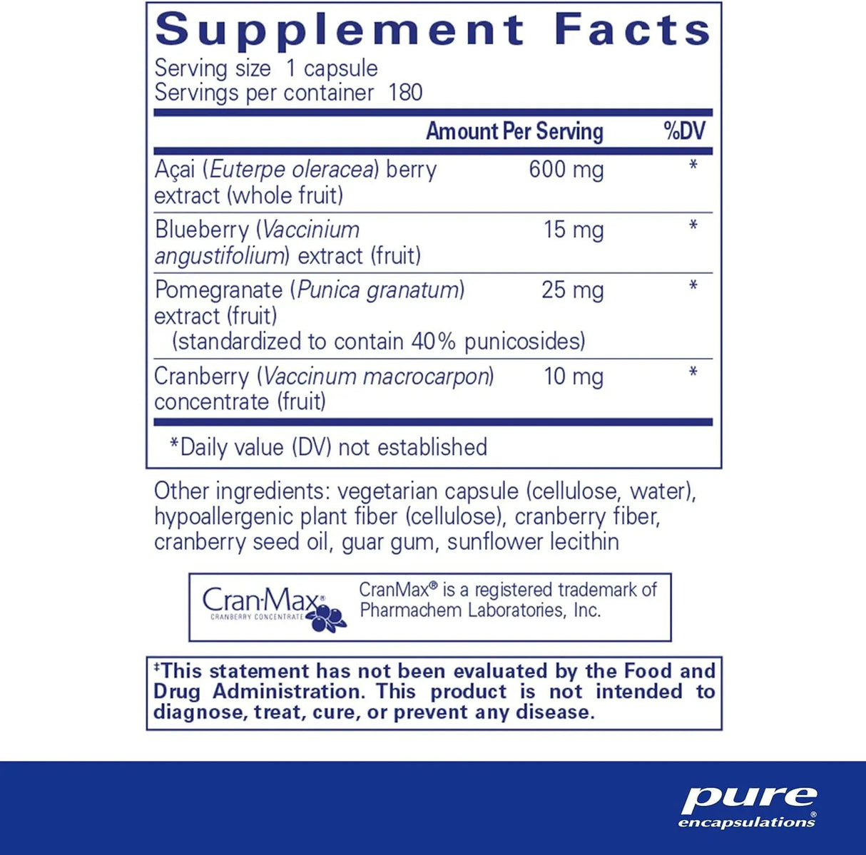 PURE ENCAPSULATIONS - Pure Encapsulations Acai 600 180 Capsulas - The Red Vitamin MX - Suplementos Alimenticios - {{ shop.shopifyCountryName }}