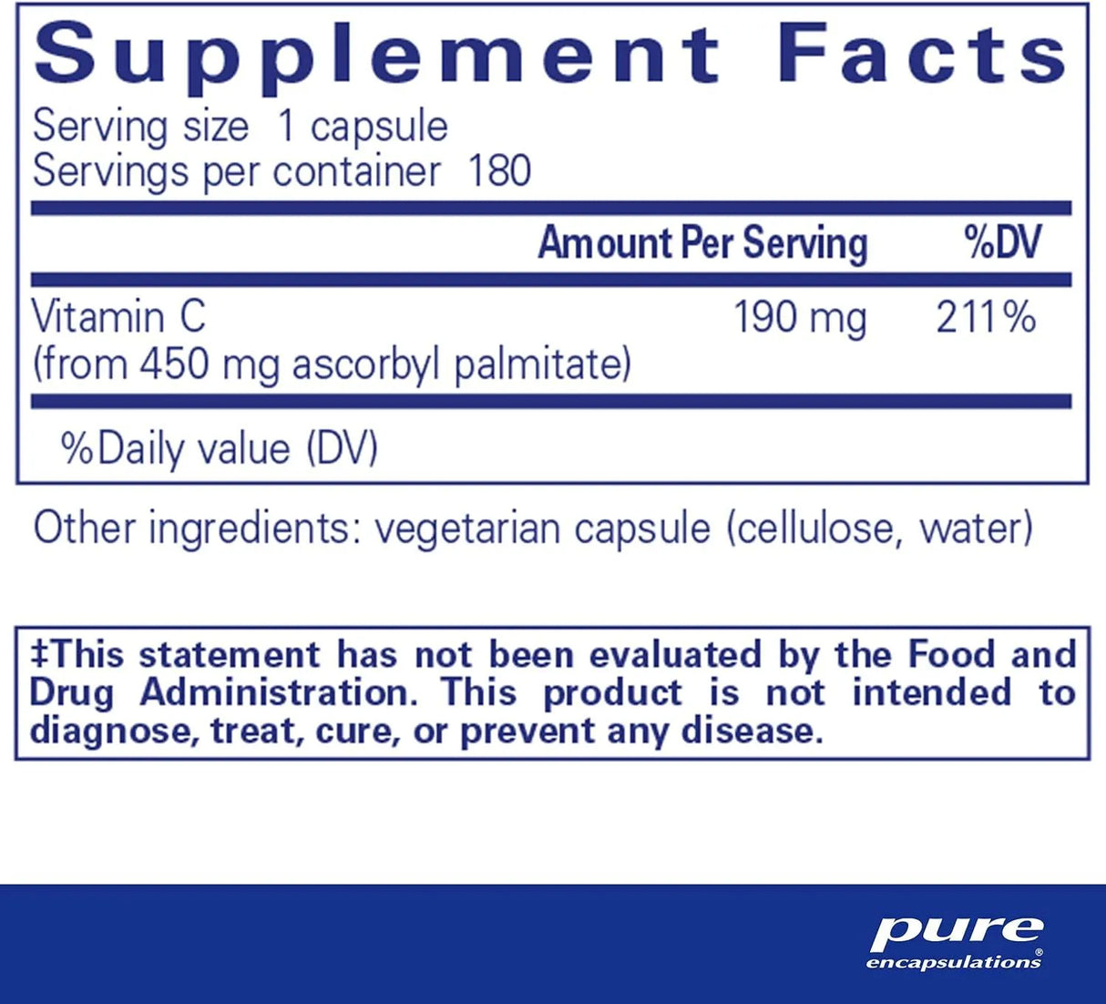 PURE ENCAPSULATIONS - Pure Encapsulations Ascorbyl Palmitate 180 Capsulas - The Red Vitamin MX - Suplementos Alimenticios - {{ shop.shopifyCountryName }}