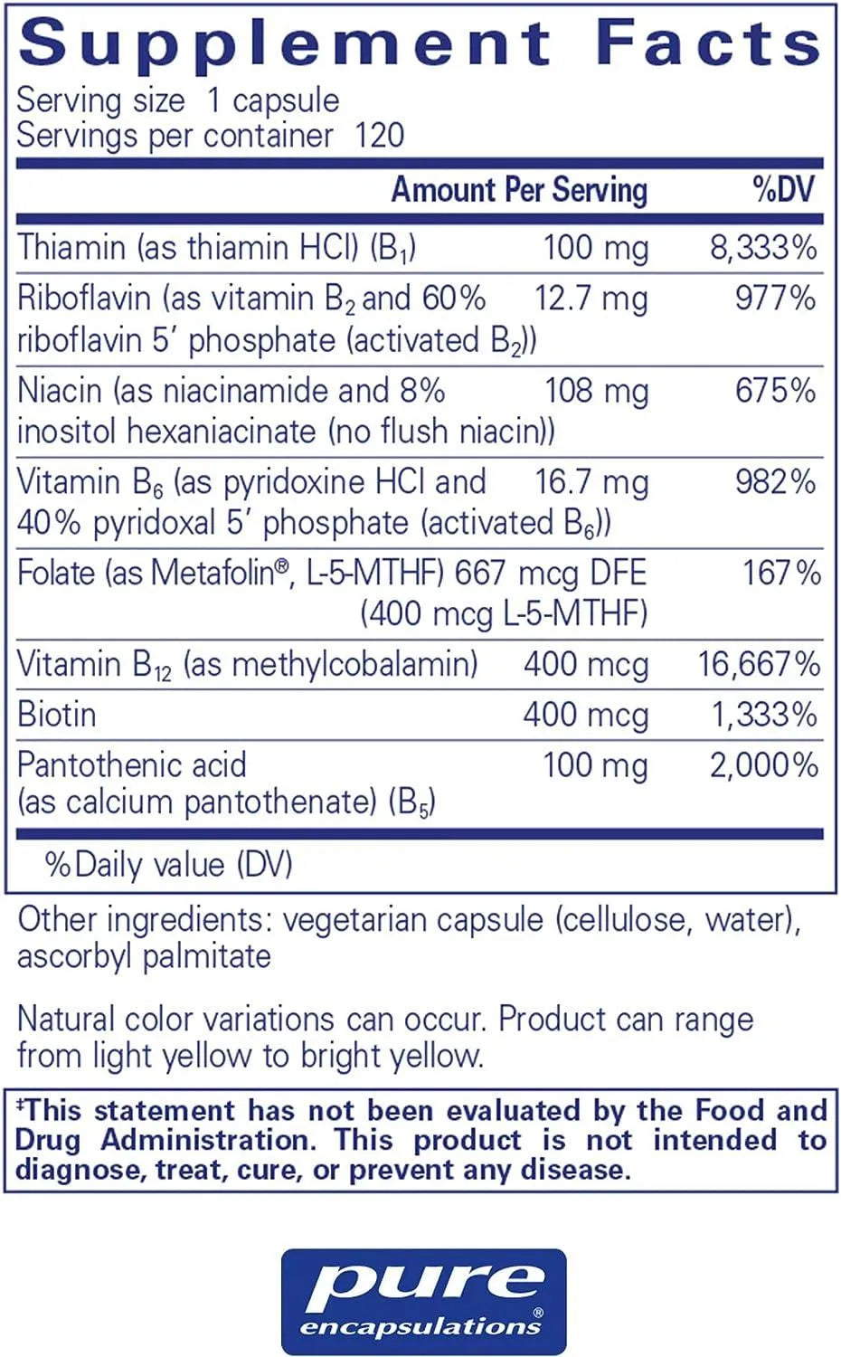 PURE ENCAPSULATIONS - Pure Encapsulations B-Complex Plus 120 Capsulas - The Red Vitamin MX - Suplementos Alimenticios - {{ shop.shopifyCountryName }}