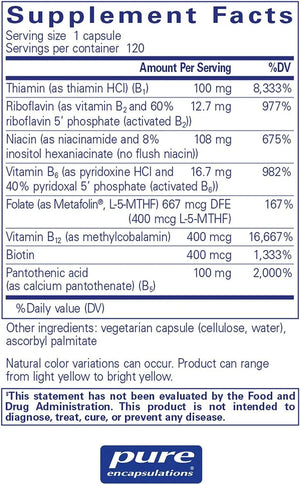 PURE ENCAPSULATIONS - Pure Encapsulations B-Complex Plus 120 Capsulas - The Red Vitamin MX - Suplementos Alimenticios - {{ shop.shopifyCountryName }}