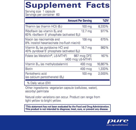 PURE ENCAPSULATIONS - Pure Encapsulations B-Complex Plus 60 Capsulas - The Red Vitamin MX - Suplementos Alimenticios - {{ shop.shopifyCountryName }}