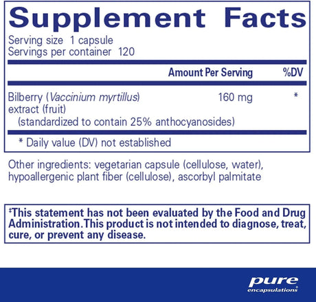 PURE ENCAPSULATIONS - Pure Encapsulations Bilberry 160Mg. 120 Capsulas - The Red Vitamin MX - Suplementos Alimenticios - {{ shop.shopifyCountryName }}