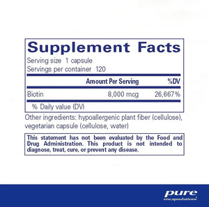 PURE ENCAPSULATIONS - Pure Encapsulations Biotin 8Mg. 120 Capsulas - The Red Vitamin MX - Suplementos Alimenticios - {{ shop.shopifyCountryName }}