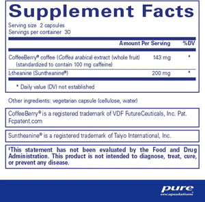 PURE ENCAPSULATIONS - Pure Encapsulations CaffPhenol Whole Fruit Coffeeberry Extract and Theanine 60 Capsulas - The Red Vitamin MX - Suplementos Alimenticios - {{ shop.shopifyCountryName }}