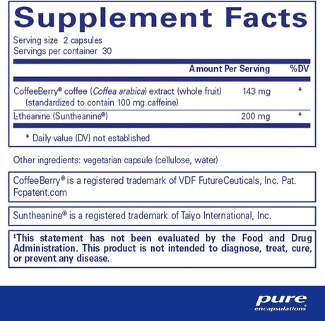 PURE ENCAPSULATIONS - Pure Encapsulations CaffPhenol Whole Fruit Coffeeberry Extract and Theanine 60 Capsulas - The Red Vitamin MX - Suplementos Alimenticios - {{ shop.shopifyCountryName }}