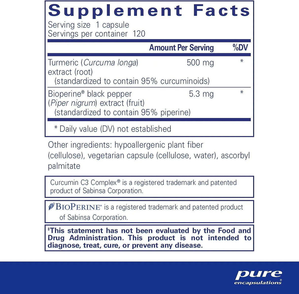 PURE ENCAPSULATIONS - Pure Encapsulations Curcumin 500 with Bioperine 120 Capsulas - The Red Vitamin MX - Suplementos Alimenticios - {{ shop.shopifyCountryName }}