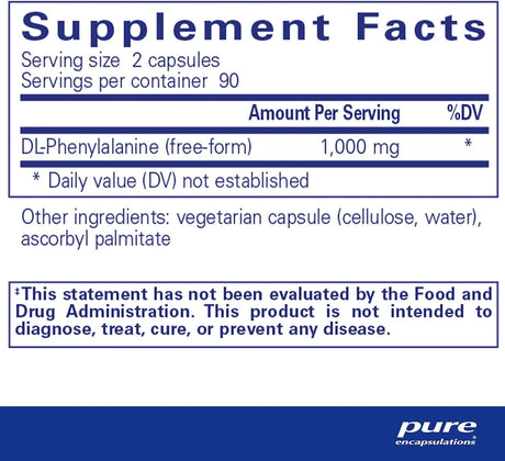 PURE ENCAPSULATIONS - Pure Encapsulations DL-Phenylalanine 180 Capsulas - The Red Vitamin MX - Suplementos Alimenticios - {{ shop.shopifyCountryName }}