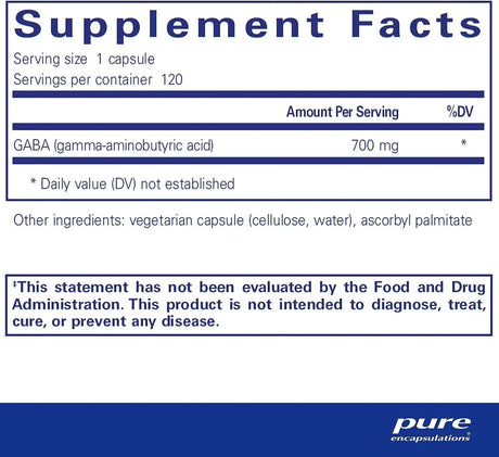 PURE ENCAPSULATIONS - Pure Encapsulations GABA 120 Capsulas - The Red Vitamin MX - Suplementos Alimenticios - {{ shop.shopifyCountryName }}