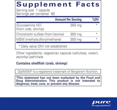 PURE ENCAPSULATIONS - Pure Encapsulations Glucosamine Chondroitin with MSM 60 Capsulas - The Red Vitamin MX - Suplementos Alimenticios - {{ shop.shopifyCountryName }}