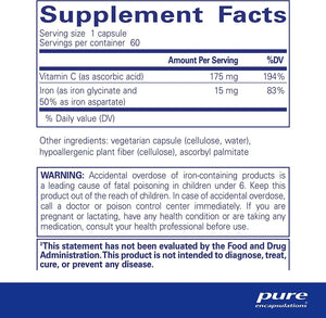 PURE ENCAPSULATIONS - Pure Encapsulations Iron-C 60 Capsulas - The Red Vitamin MX - Suplementos Alimenticios - {{ shop.shopifyCountryName }}