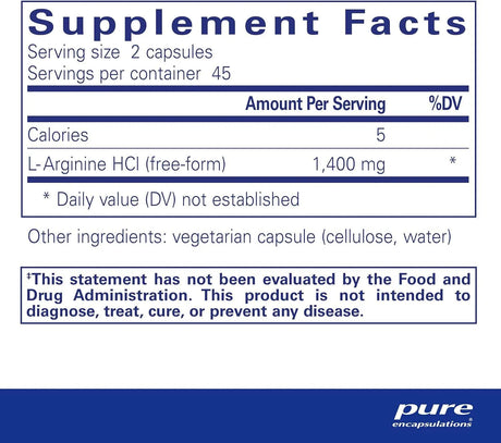 PURE ENCAPSULATIONS - Pure Encapsulations L-Arginine 1400Mg. 90 Capsulas - The Red Vitamin MX - Suplementos Alimenticios - {{ shop.shopifyCountryName }}