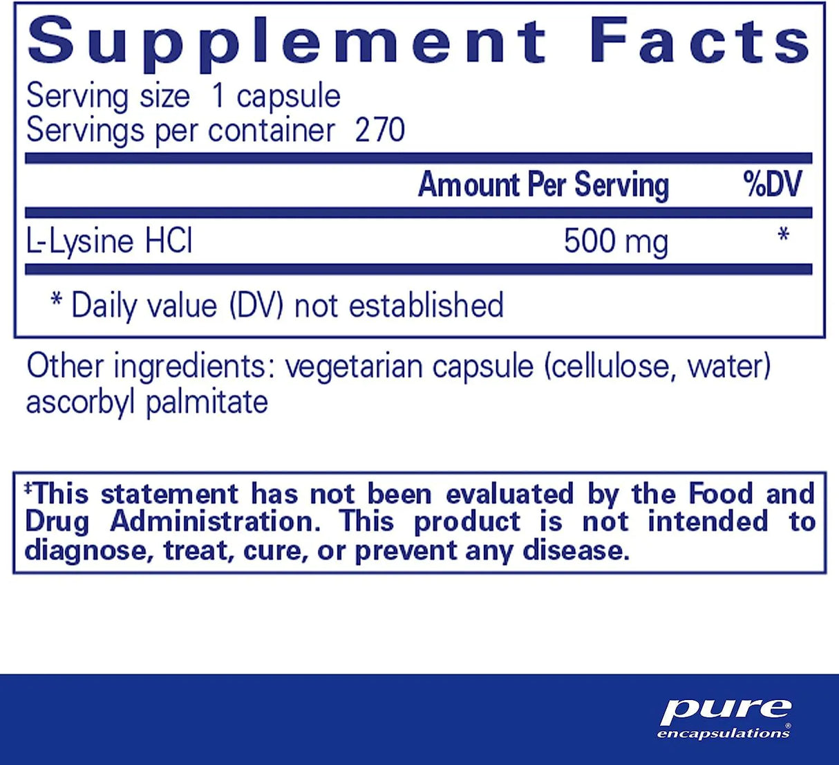 PURE ENCAPSULATIONS - Pure Encapsulations L-Lysine 270 Capsulas - The Red Vitamin MX - Suplementos Alimenticios - {{ shop.shopifyCountryName }}