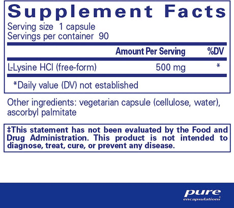 PURE ENCAPSULATIONS - Pure Encapsulations L-Lysine 90 Capsulas - The Red Vitamin MX - Suplementos Alimenticios - {{ shop.shopifyCountryName }}