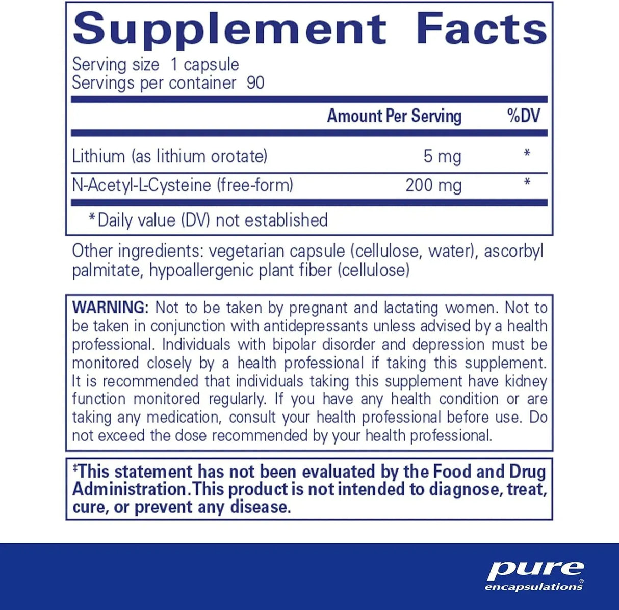 PURE ENCAPSULATIONS - Pure Encapsulations Lithium Orotate 5Mg. 90 Capsulas - The Red Vitamin MX - Suplementos Alimenticios - {{ shop.shopifyCountryName }}