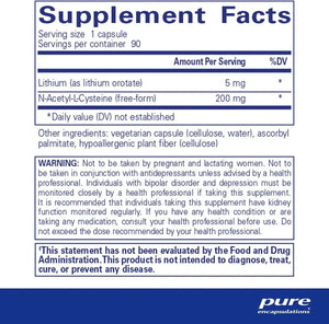 PURE ENCAPSULATIONS - Pure Encapsulations Lithium Orotate 5Mg. 90 Capsulas - The Red Vitamin MX - Suplementos Alimenticios - {{ shop.shopifyCountryName }}