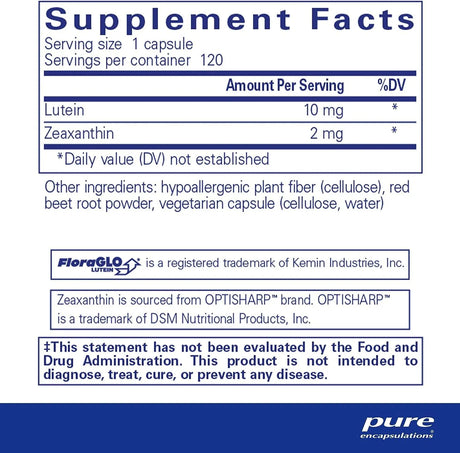 PURE ENCAPSULATIONS - Pure Encapsulations Lutein/Zeaxanthin 120 Capsulas - The Red Vitamin MX - Suplementos Alimenticios - {{ shop.shopifyCountryName }}