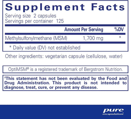 PURE ENCAPSULATIONS - Pure Encapsulations MSM 250 Capsulas - The Red Vitamin MX - Suplementos Alimenticios - {{ shop.shopifyCountryName }}