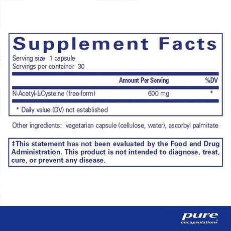 PURE ENCAPSULATIONS - Pure Encapsulations NAC 600Mg. 30 Capsulas - The Red Vitamin MX - Suplementos Alimenticios - {{ shop.shopifyCountryName }}