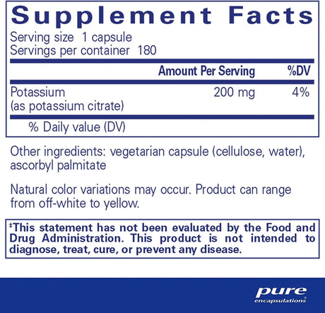 PURE ENCAPSULATIONS - Pure Encapsulations Potassium Citrate 180 Capsulas - The Red Vitamin MX - Suplementos Alimenticios - {{ shop.shopifyCountryName }}