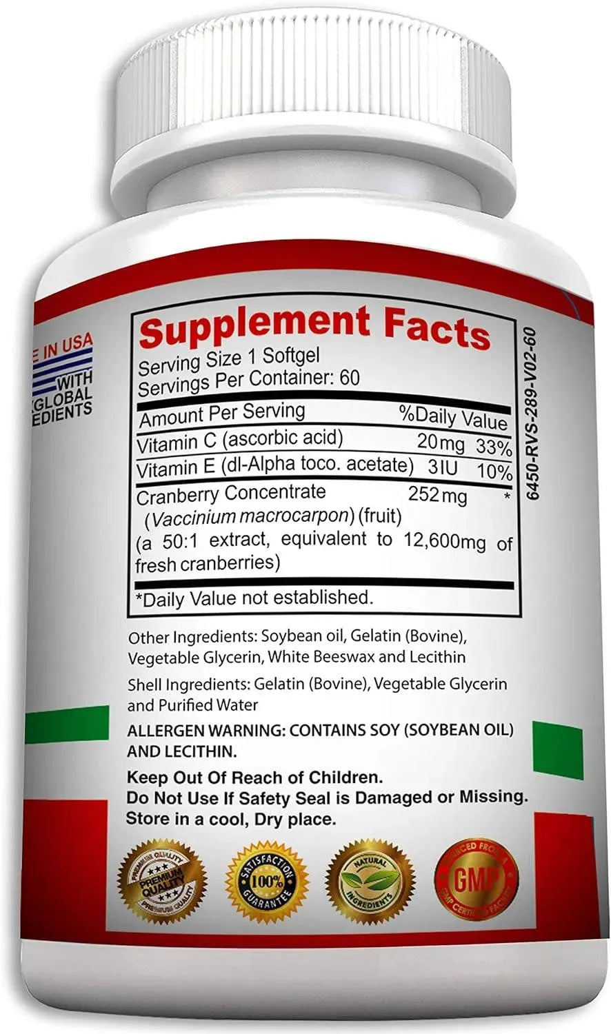 PURE HEALTHLAND - Pure Healthland Cranberry Concentrate Supplement 60 Capsulas Blandas - The Red Vitamin MX - Suplementos Alimenticios - {{ shop.shopifyCountryName }}