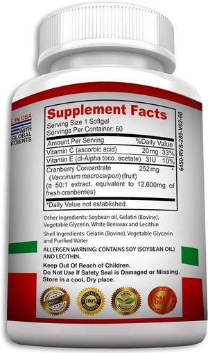 PURE HEALTHLAND - Pure Healthland Cranberry Concentrate Supplement 60 Capsulas Blandas - The Red Vitamin MX - Suplementos Alimenticios - {{ shop.shopifyCountryName }}