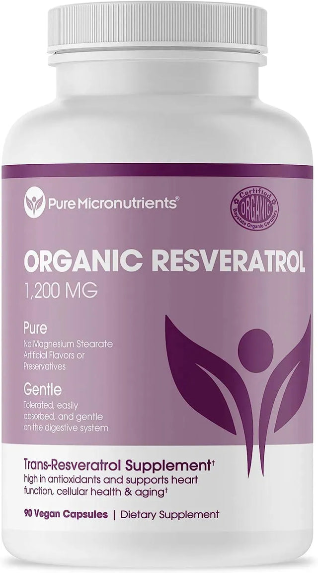 PURE MICRONUTRIENTS - Pure Micronutrients Organic Resveratrol Supplement 1200Mg. 90 Capsulas - The Red Vitamin MX - Suplementos Alimenticios - {{ shop.shopifyCountryName }}