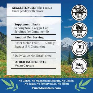 PURE MOUNTAIN BOTANICALS - Pure Mountain Botanicals Bitter Melon 500Mg. 90 Capsulas - The Red Vitamin MX - Suplementos Alimenticios - {{ shop.shopifyCountryName }}