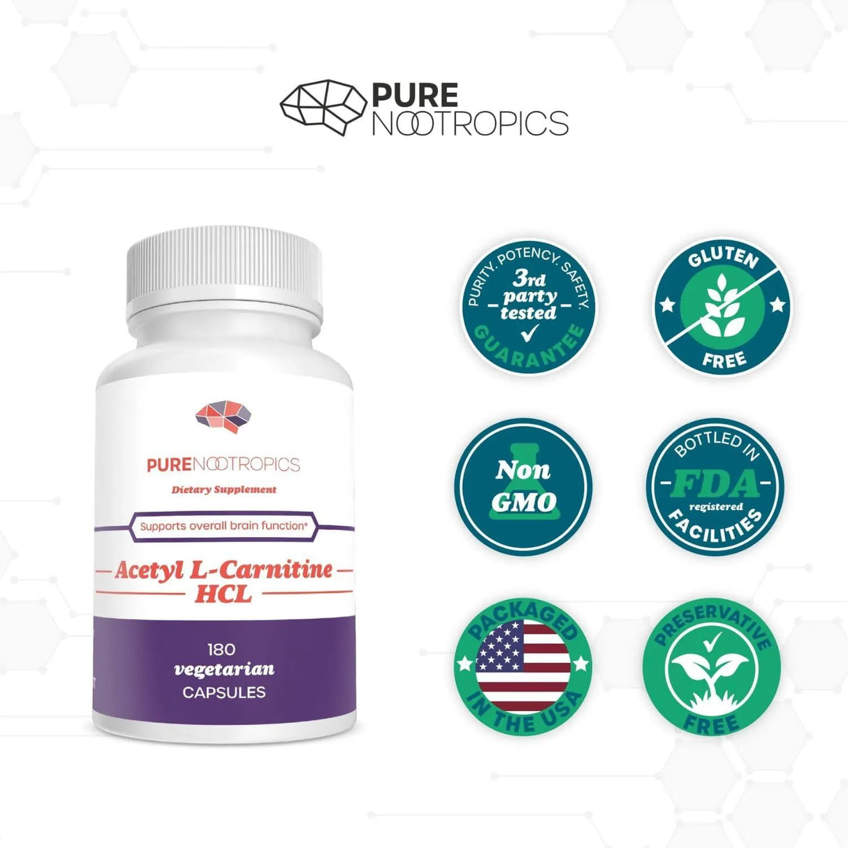 PURE NOOTROPICS - Pure Nootropics Acetyl L-Carnitine (ALCAR) 500Mg. 180 Capsulas - The Red Vitamin MX - Suplementos Alimenticios - {{ shop.shopifyCountryName }}