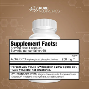 PURE NOOTROPICS - Pure Nootropics Alpha GPC 250Mg. 60 Capsulas - The Red Vitamin MX - Suplementos Alimenticios - {{ shop.shopifyCountryName }}