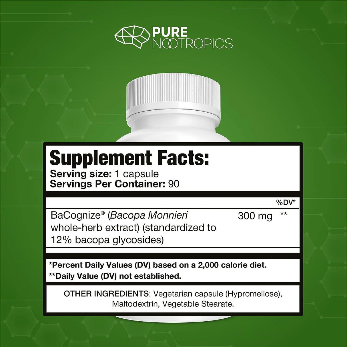 PURE NOOTROPICS - Pure Nootropics BaCognize Bacopa Monnieri Extract 300Mg. 90 Capsulas - The Red Vitamin MX - Suplementos Alimenticios - {{ shop.shopifyCountryName }}