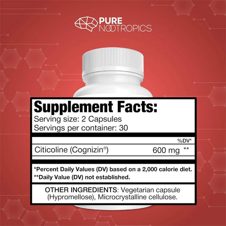 PURE NOOTROPICS - Pure Nootropics CDP Choline (Citicoline) 300Mg. 60 Capsulas - The Red Vitamin MX - Suplementos Alimenticios - {{ shop.shopifyCountryName }}