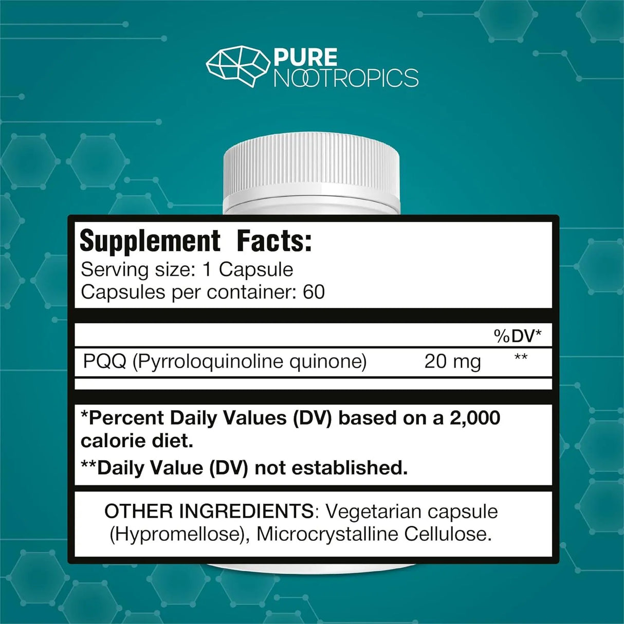 PURE NOOTROPICS - Pure Nootropics PQQ Pyrroloquinoline Quinone 20Mg. 60 Capsulas - The Red Vitamin MX - Suplementos Alimenticios - {{ shop.shopifyCountryName }}