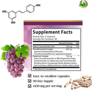 PURE ORGANIC ELEMENTS - Pure Organic Elements Resveratrol 1450Mg. 180 Capsulas - The Red Vitamin MX - Suplementos Alimenticios - {{ shop.shopifyCountryName }}