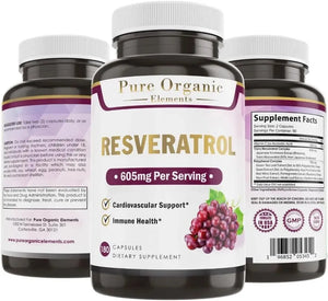 PURE ORGANIC ELEMENTS - Pure Organic Elements Resveratrol 1450Mg. 180 Capsulas - The Red Vitamin MX - Suplementos Alimenticios - {{ shop.shopifyCountryName }}