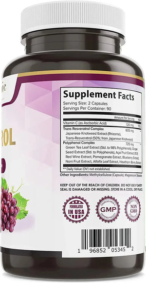 PURE ORGANIC ELEMENTS - Pure Organic Elements Resveratrol 1450Mg. 180 Capsulas - The Red Vitamin MX - Suplementos Alimenticios - {{ shop.shopifyCountryName }}