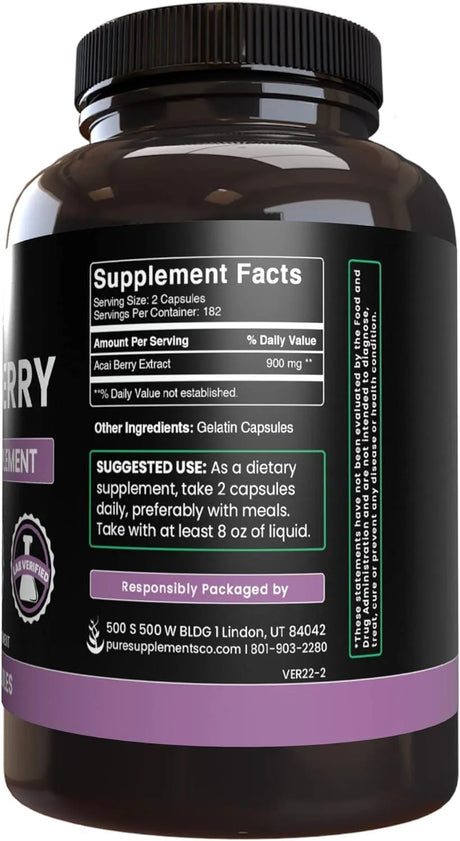 PURE ORIGINAL INGREDIENTS - Pure Original Ingredients Acai Berry 365 Capsulas - The Red Vitamin MX - Suplementos Alimenticios - {{ shop.shopifyCountryName }}