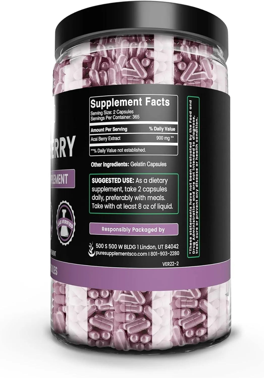 PURE ORIGINAL INGREDIENTS - Pure Original Ingredients Acai Berry 730 Capsulas - The Red Vitamin MX - Suplementos Alimenticios - {{ shop.shopifyCountryName }}