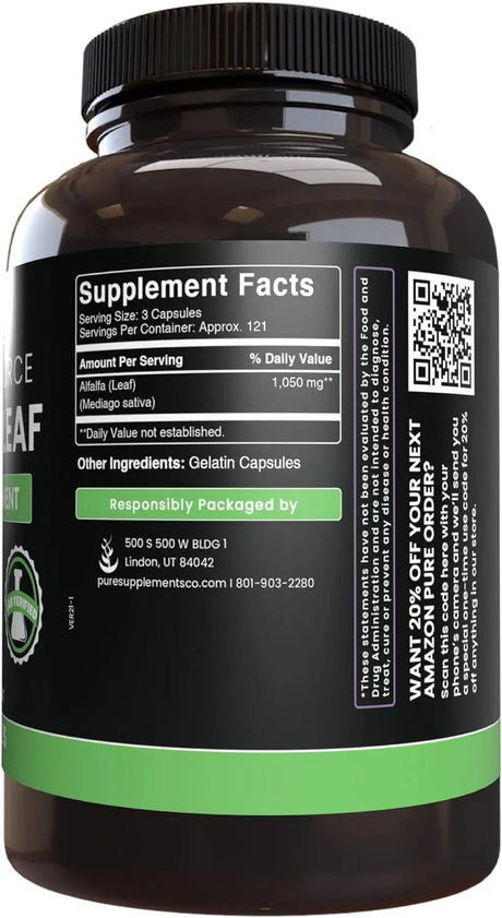 PURE ORIGINAL INGREDIENTS - Pure Original Ingredients Alfalfa Leaf 365 Capsulas - The Red Vitamin MX - Suplementos Alimenticios - {{ shop.shopifyCountryName }}