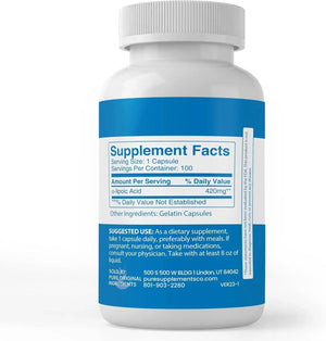 PURE ORIGINAL INGREDIENTS - Pure Original Ingredients Alpha-Lipoic Acid 100 Capsulas - The Red Vitamin MX - Suplementos Alimenticios - {{ shop.shopifyCountryName }}