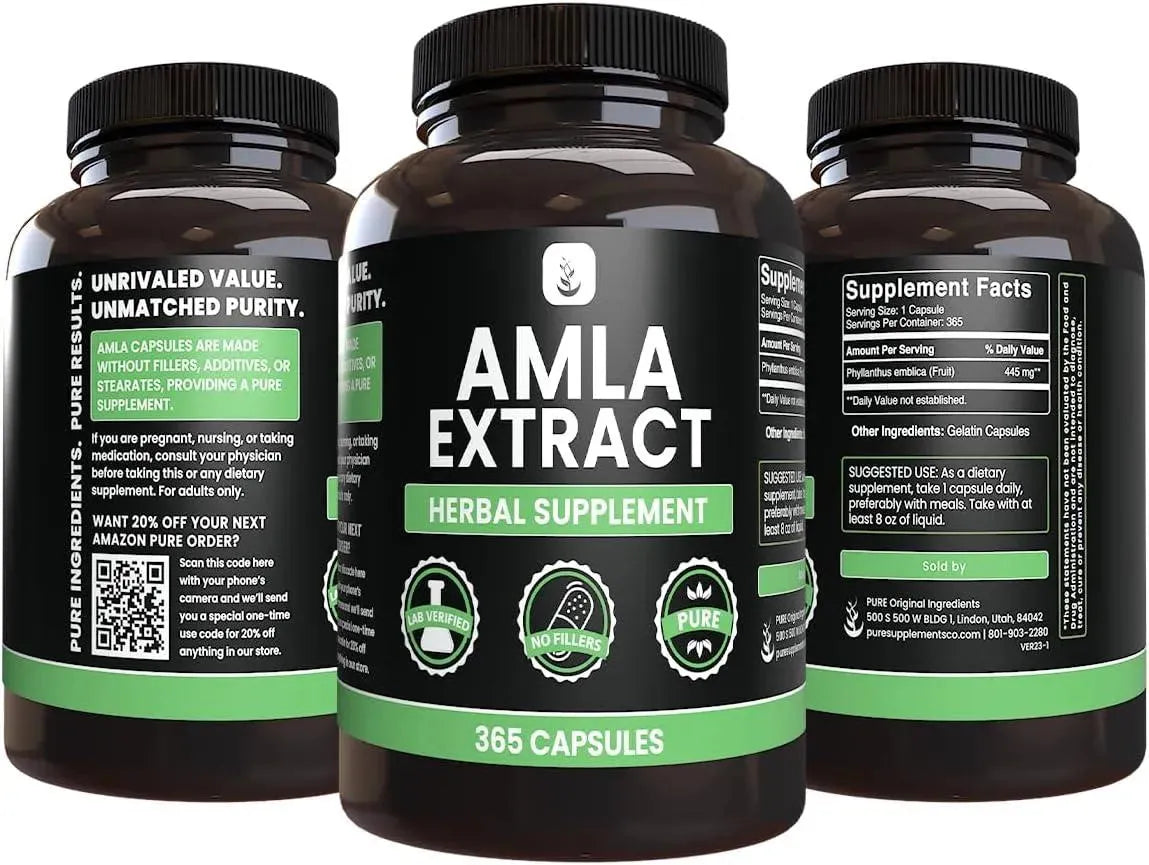 PURE ORIGINAL INGREDIENTS - Pure Original Ingredients Amla Extract 365 Capsulas - The Red Vitamin MX - Suplementos Alimenticios - {{ shop.shopifyCountryName }}