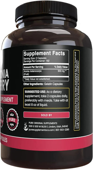 PURE ORIGINAL INGREDIENTS - Pure Original Ingredients Aronia Berry Extract 365 Capsulas - The Red Vitamin MX - Suplementos Alimenticios - {{ shop.shopifyCountryName }}