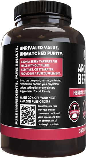 PURE ORIGINAL INGREDIENTS - Pure Original Ingredients Aronia Berry Extract 365 Capsulas - The Red Vitamin MX - Suplementos Alimenticios - {{ shop.shopifyCountryName }}