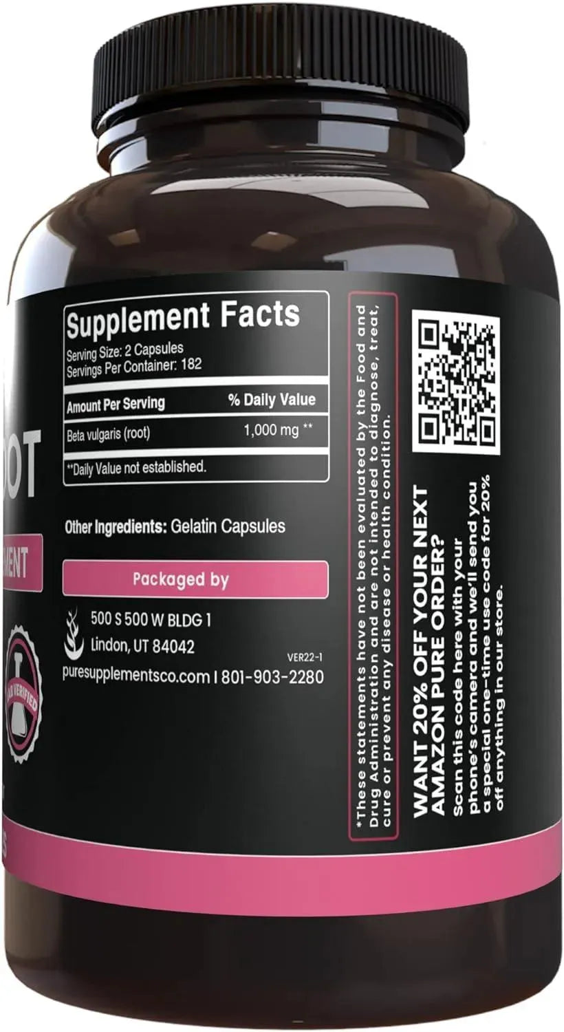 PURE ORIGINAL INGREDIENTS - Pure Original Ingredients Beet Root 365 Capsulas - The Red Vitamin MX - Suplementos Alimenticios - {{ shop.shopifyCountryName }}