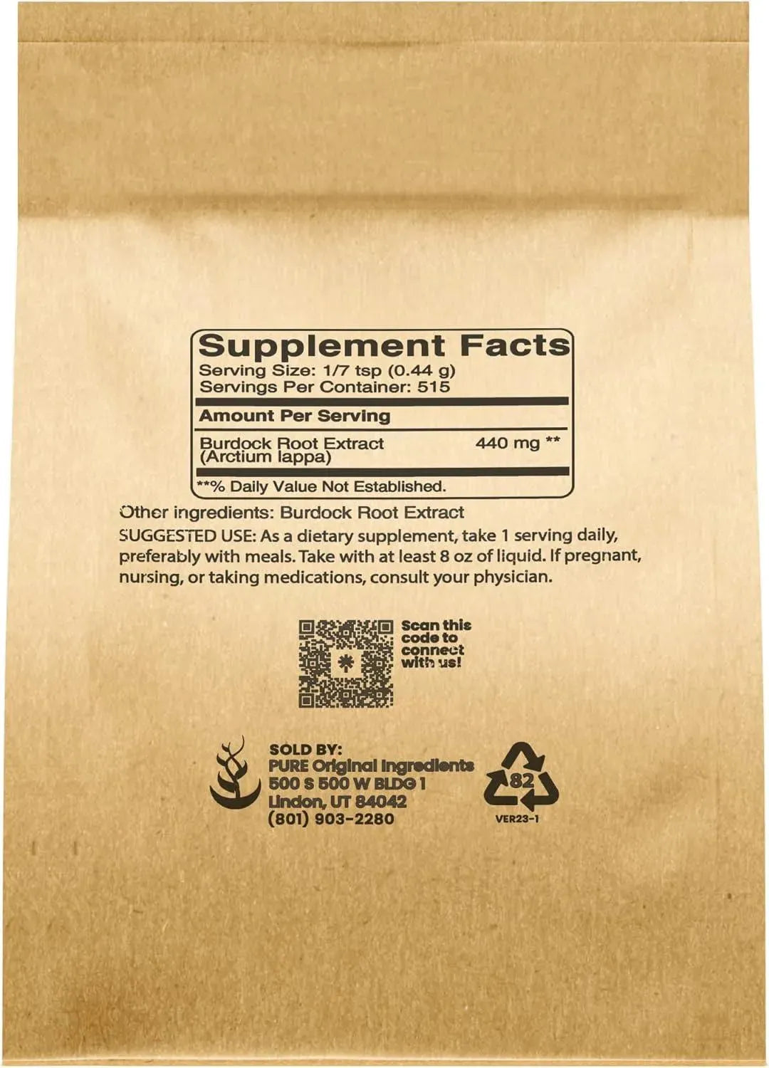 PURE ORIGINAL INGREDIENTS - Pure Original Ingredients Burdock Root Extract 226Gr. - The Red Vitamin MX - Suplementos Alimenticios - {{ shop.shopifyCountryName }}