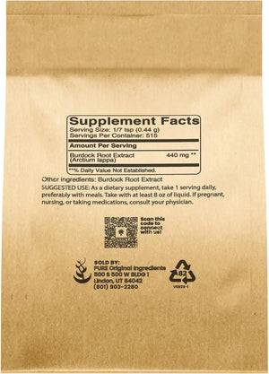 PURE ORIGINAL INGREDIENTS - Pure Original Ingredients Burdock Root Extract 226Gr. - The Red Vitamin MX - Suplementos Alimenticios - {{ shop.shopifyCountryName }}