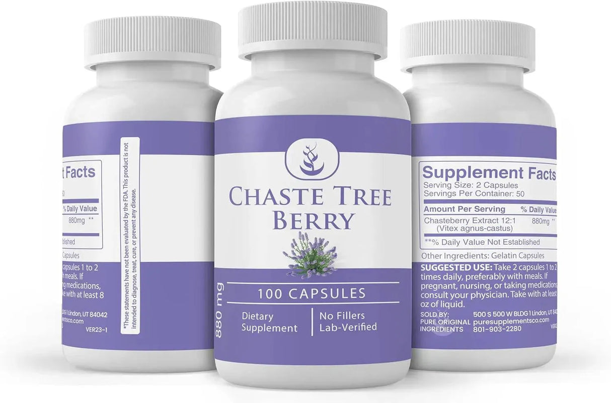 PURE ORIGINAL INGREDIENTS - Pure Original Ingredients Chaste Tree Berry Extract 100 Capsulas - The Red Vitamin MX - Suplementos Alimenticios - {{ shop.shopifyCountryName }}