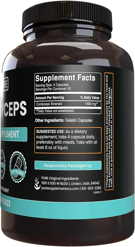 PURE ORIGINAL INGREDIENTS - Pure Original Ingredients Cordyceps 365 Capsulas - The Red Vitamin MX - Suplementos Alimenticios - {{ shop.shopifyCountryName }}